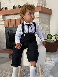 Gold Düğmeli Uzun Siyah Salopet Biyeli