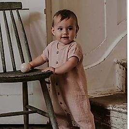 Müslin Önden Düğmeli Tulum Vizon Renk