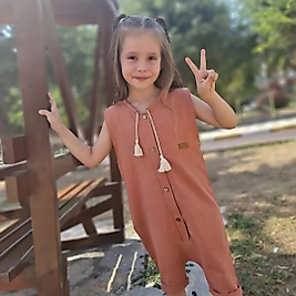 Ünisex Askılı Önden  Düğmeli Tulum Somon