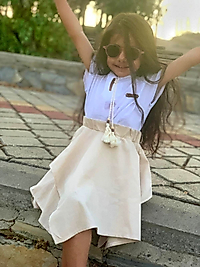 PAMUKLU KETEN ETEKLİ TAKİM KREM-BEYAZ