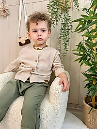 Haki Harem Pantolon Krem Gömlek Takım