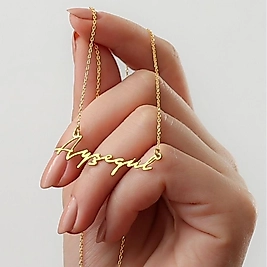 925 ayar el yazılı kadın isimli gold kolye