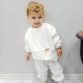 Önden Cepli Esofman Takımı Beyaz