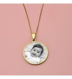 Kadın canlı resimli gold kolye