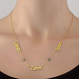 925 ayar isimli nazarlı gold kolye