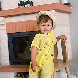 Pamuklu Yazlık Sortlu Tulum Sarı