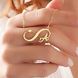 925 ayar kalp ve harfli sonsuzluk kolye