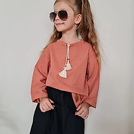 Harem Pantolon Salas Pamuklu Üstlük Somon