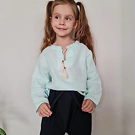 Harem Pantolon Salas Pamuklu Üstlük Suyeşili