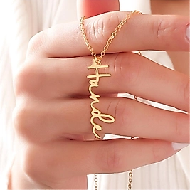 925 ayar isimli el yazılı kadın gold kolye