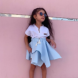 PAMUKLU KETEN ETEKLİ TAKİM MAVİ -BEYAZ