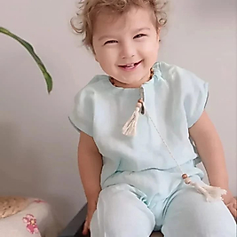 Müslin Pamuklu Kumas Sortlu Takım Suyeşili