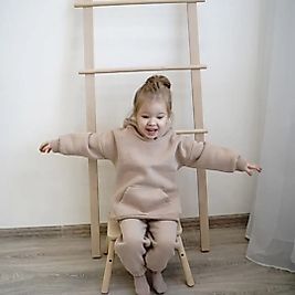 Ünisex KAPŞONLU Kanguru Cepli Esofman Takımı Vizon