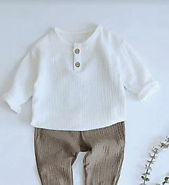 Müslin Pamuklu Takım Vizon Beyaz