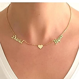 925 ayar isimli kalpli kadın gold kolye