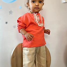 Bol Paca Pantolon Nar Ciceği Gömlek